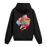 Colermi Dişli Karikatür Biyomorfik Soyut Sırt Baskılı Kapüşonlu Sweatshirt | Pamuk kumaş, rahat kesim; dişli, karikatür gözlü renkli biyomorfik soyut formla eğlenceli bir tasarım