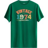 Colermi Echo Vintage Tişört 1974 Tarihli Doğum Günü Hediyesi Bisiklet Yaka Vintage Tshirt - Yeşil