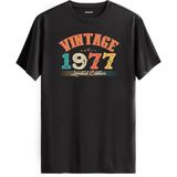 Colermi Echo Vintage Tişört 1977 Tarihli Doğum Günü Hediyesi Bisiklet Yaka Vintage Tshirt - Antrasit - 2XL