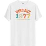 Colermi Echo Vintage Tişört 1977 Tarihli Doğum Günü Hediyesi Bisiklet Yaka Vintage Tshirt - Beyaz - 2XL