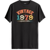 Colermi Echo Vintage Tişört 1979 Tarihli Doğum Günü Hediyesi Bisiklet Yaka Vintage Tshirt - Antrasit - 2XL