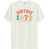 Colermi Echo Vintage Tişört 1979 Tarihli Doğum Günü Hediyesi Bisiklet Yaka Vintage Tshirt - Ekru - XL