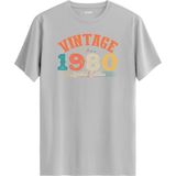Colermi Echo Vintage Tişört 1980 Tarihli Doğum Günü Hediyesi Bisiklet Yaka Vintage Tshirt - Gri - XL