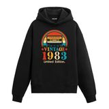 Colermi Erkek/Kadın Vintage 1983 Mixtape Kapüşonlu Sweatshirt (Siyah, M)