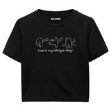 Colermi Kadın Crop Tişört - Siyah Yoga Temalı Kedili Pamuklu Tshirt (Siyah, L-XL)
