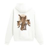 Colermi Kanatlı Tanrıça Sırt Baskılı Kapüşonlu Sweatshirt | Pamuk kumaş, rahat kesim; mandala arka planlı kanatlı tanrıça figürüyle klasik bir tasarım
