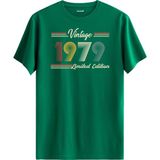 Colermi Klasik Vintage Tişört 1979 Tarihli Doğum Günü Hediyesi Bisiklet Yaka Vintage Tshirt - Yeşil - 2XL