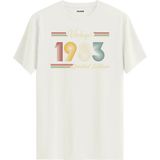Colermi Klasik Vintage Tişört 1983 Tarihli Doğum Günü Hediyesi Bisiklet Yaka Vintage Tshirt - Ekru