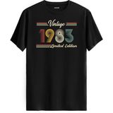 Colermi Klasik Vintage Tişört 1983 Tarihli Doğum Günü Hediyesi Bisiklet Yaka Vintage Tshirt - Siyah - XL
