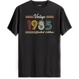Colermi Klasik Vintage Tişört 1985 Tarihli Doğum Günü Hediyesi Bisiklet Yaka Vintage Tshirt - Antrasit - XL