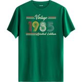 Colermi Klasik Vintage Tişört 1985 Tarihli Doğum Günü Hediyesi Bisiklet Yaka Vintage Tshirt - Yeşil - 2XL