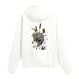 Colermi Oklu Kurukafa Sırt Baskılı Kapüşonlu Sweatshirt | Pamuk kumaş, rahat kesim, ok ve çivilerle delinmiş kurukafa, kırlangıçlar ve tüylerle karanlık bir tasarım