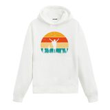 Colermi Özgürlük Anı Kapüşonlu Sweatshirt | Pamuk kumaş; rahat kesim; kollarını açmış sırt çantalı gezgin ve gün batımı fonu göğüste