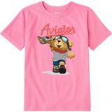 Colermi Pamuk Kumaş Çocuk Tişörtü – Aviator Bear Ayıcık Baskılı Çocuk T-Shirt - Pembe - 7 - 8 Yaş