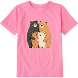 Colermi Pamuk Kumaş Çocuk Tişörtü – Bear Family Ayıcık Aile Baskılı Çocuk T-Shirt - Pembe - 3 - 4 Yaş