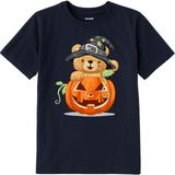 Colermi Pamuk Kumaş Çocuk Tişörtü – Halloween Bear Ayıcık Baskılı Çocuk T-Shirt - Lacivert - 7 - 8 Yaş