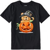 Colermi Pamuk Kumaş Çocuk Tişörtü – Halloween Bear Ayıcık Baskılı Çocuk T-Shirt - Siyah - 1 - 2 Yaş