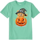 Colermi Pamuk Kumaş Çocuk Tişörtü – Halloween Bear Ayıcık Baskılı Çocuk T-Shirt - Yeşil - 5 - 6 Yaş