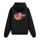 Colermi Pembe Biyomorfik Soyut Sırt Baskılı Kapüşonlu Sweatshirt | Pamuk kumaş, rahat kesim; pembe-turuncu-yeşil tonlarda biyomorfik soyut formla sanatsal bir tasarım