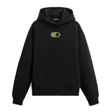 Colermi Power On Kahve Anahtarı Kapüşonlu Sweatshirt | Pamuk kumaş, rahat kesim; yeşil açma/kapama anahtarı ve kahve fincanı ikonuyla esprili bir tasarım
