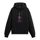 Colermi Renkli Keman Kapüşonlu Sweatshirt | Pamuk kumaş; rahat kesim; canlı renk detaylı keman ve yay grafiği; sanatsal müzik teması