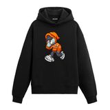 Colermi Sokaklı Karakter Kapüşonlu Sweatshirt | Pamuk kumaş; rahat kesim; turuncu kapüşonlu sokak karakteri illüstrasyonu göğüste