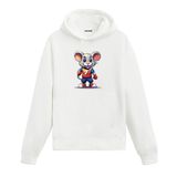 Colermi Sporcu Fare Karakteri Kapüşonlu Sweatshirt | Pamuk kumaş; rahat kesim; forma giyen numaralı sporcu fare karakteri illüstrasyonu göğüste