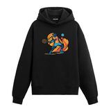 Colermi Tüm Gücümle Kapüşonlu Sweatshirt | Pamuk kumaş; rahat kesim; turuncu-mavi renk patlamalı tenis oyuncusu illüstrasyonu göğüste