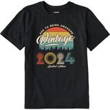 Colermi Vintage Çocuk Tişört – 2024 Doğum Tarihli Tasarım - Siyah - 2XL