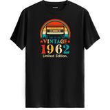 Colermi Vintage Tişört – 1962 Mixtape Kaset Tasarımı - Siyah - XL