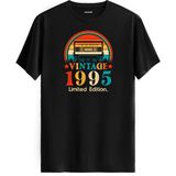 Colermi Vintage Tişört – 1995 Mixtape Kaset Tasarımı - Siyah - 2XL