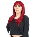 Colezium Düz Perçemli Orta Boy Fiber Sen Peruk / Kızıl