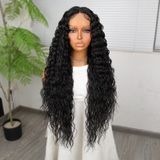 Colezium Ekstra Uzun Yoğun Afro Dalga Siyah Fiber Sen Geniş T Tül Peruk