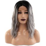 Colezium Fiber Sen Dalgalı Kısa Tül Peruk / Siyah Gri Ombreli