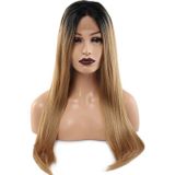 Colezium Fiber Sen Düz Uzun Tül Peruk / Siyah Karamel Uzun Ombreli