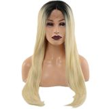 Colezium Fiber Sen Düz Uzun Tül Peruk / Siyah Platin Uzun Ombreli
