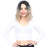 Colezium Fiber Sen Kısa Dalgalı Perçemsiz Peruk / Siyah / Küllü Bebek Sarı Ombreli