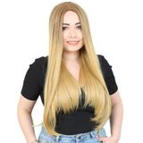 Colezium Fiber Sen Uzun Düz Peruk / Kumral / Sarı Ombreli