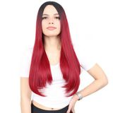 Colezium Fiber Sen Uzun Düz Peruk / Siyah / Kızıl Ombreli
