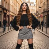Colezium Fiber Sen Uzun Su Dalgası Peruk / Siyah / Karamel Ombreli