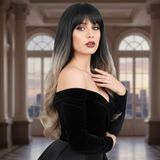 Colezium Kahküllü Uzun Dalgalı Fiber Sen Peruk / Siyah / Küllü Bebek Sarı Ombreli