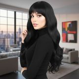 Colezium Kahküllü Uzun Dalgalı Fiber Sen Peruk / Siyah