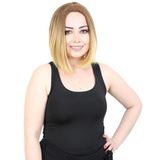 Colezium Kahkülsüz Düz Kısa Fiber Sen Peruk / Kumral / Sarı Ombreli