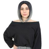 Colezium Kahkülsüz Düz Kısa Fiber Sen Peruk / Siyah / Gri Ombreli