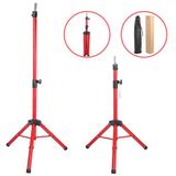 Colezium Kuaför Eğitim Mankeni İçin Metal Tripod / Kırmızı + Taşıma Çantası