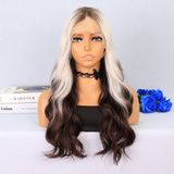 Colezium Kumral / Beyaz Platin Ombre Uçlar Kahverengi Su Dalgalı Tül Peruk