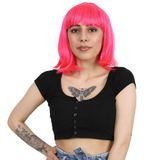 Colezium Küt Kahküllü Fiber Sen Peruk / Neon Pembe