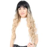 Colezium Perçemli Uzun Su Dalgası Fiber Sen Peruk / Siyah / Balköpüğü Ombreli
