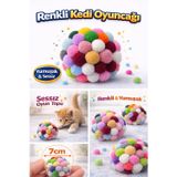 Colezium Renkli Ponpon Kedi Oyuncak Topu 7 cm ( 2 Adet ) – Yumuşak Sessiz Kedi Oyun Topu
