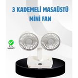 Colezium Sessiz Çalışan USB Şarjlı Çift Kafalı Masaüstü Fan – Ev Ofis Için